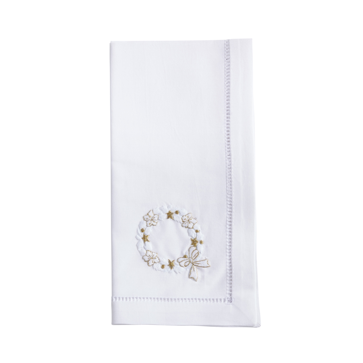 Picture of Saro Lifestyle NM195.W20S 20 in. Christmas Wreath Embroidered Napkin, White - Set of 6