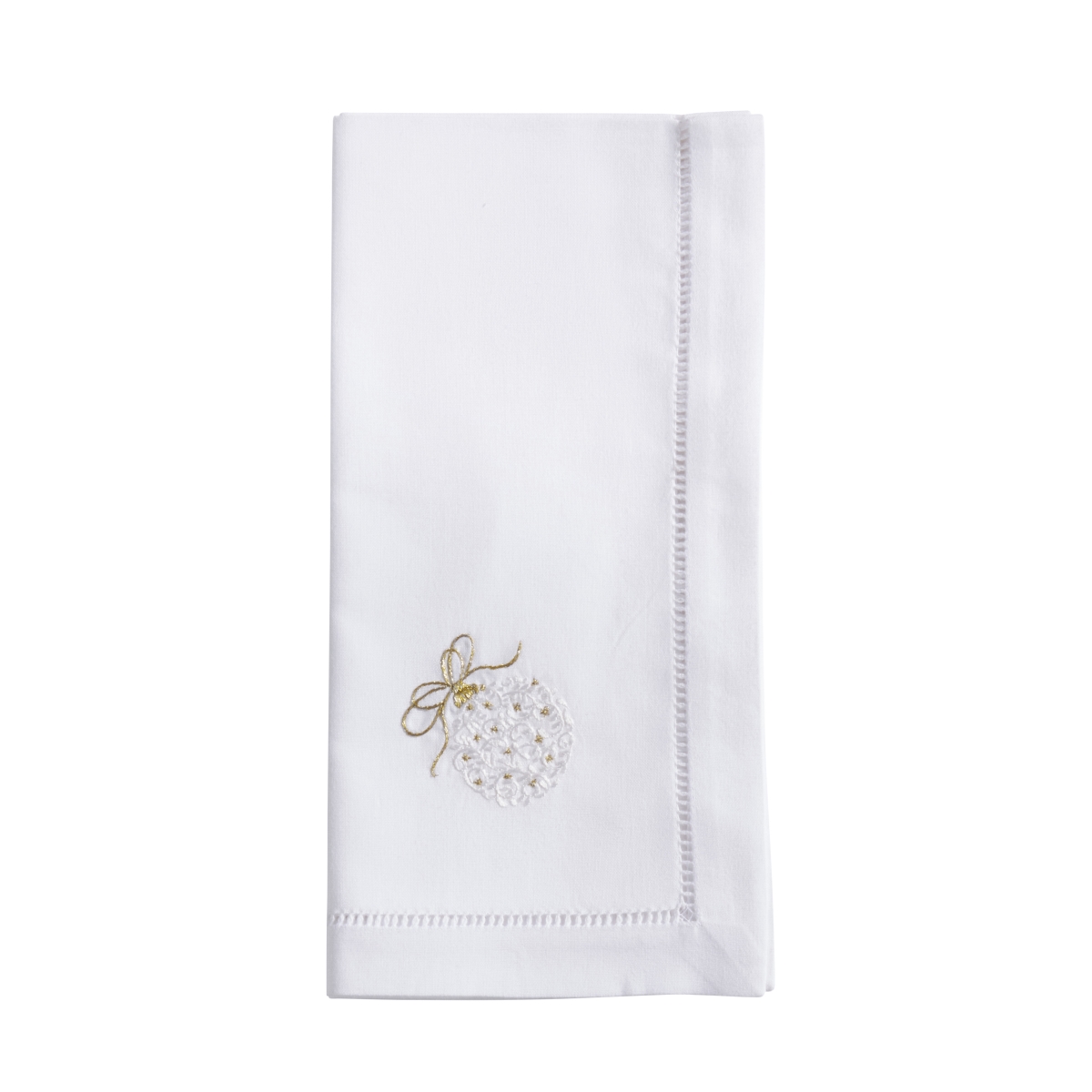 Picture of Saro Lifestyle NM202.W20S 20 in. Merry & Bright Ornament Embroidered Napkin, White - Set of 6