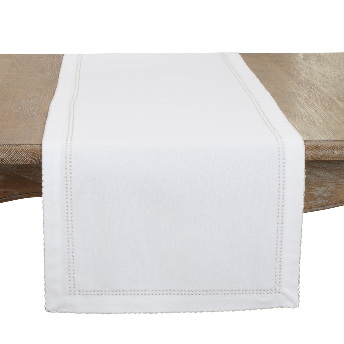Picture of Saro Lifestyle 1187.S1672B 16 x 72 in. Detailed Edge Embroidery Table Runner, Silver