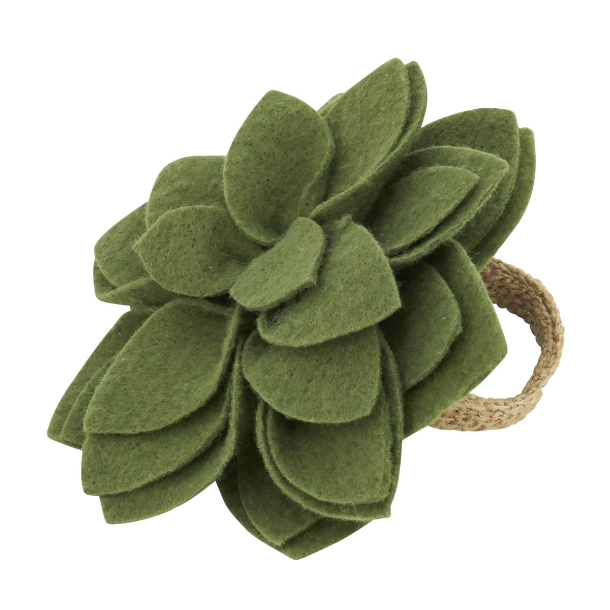 Picture of Saro Lifestyle NR095.K Felt Blossom Napkin Ring, Kiwi - Set of 4