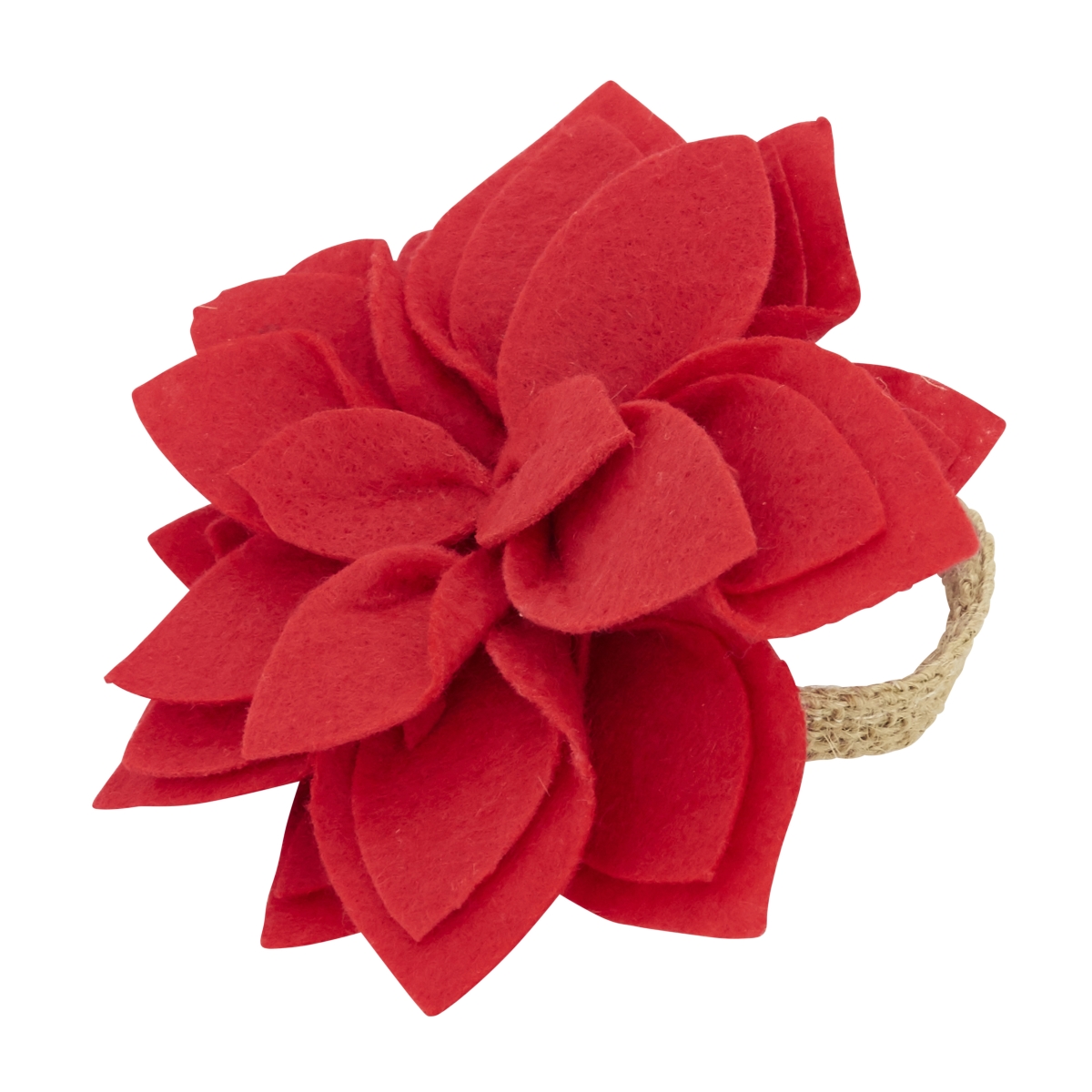 Picture of Saro Lifestyle NR095.R Felt Blossom Napkin Ring, Red - Set of 4