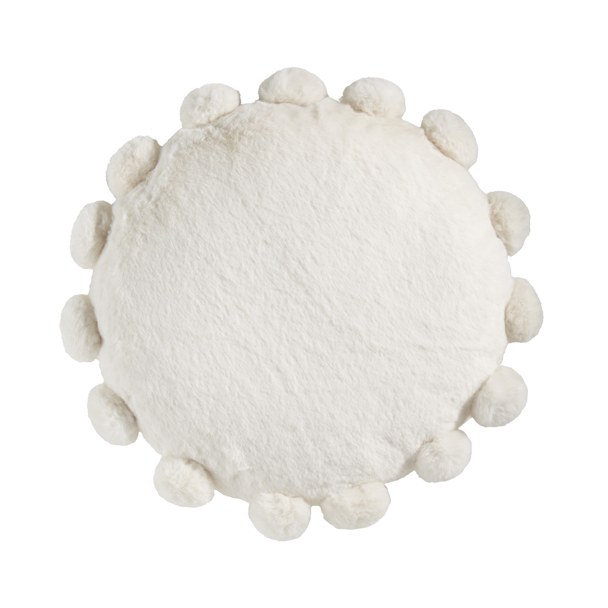 14 in. Posh Faux Bunny Fur Pom Pom Poly Filled Throw Pillow, Ivory