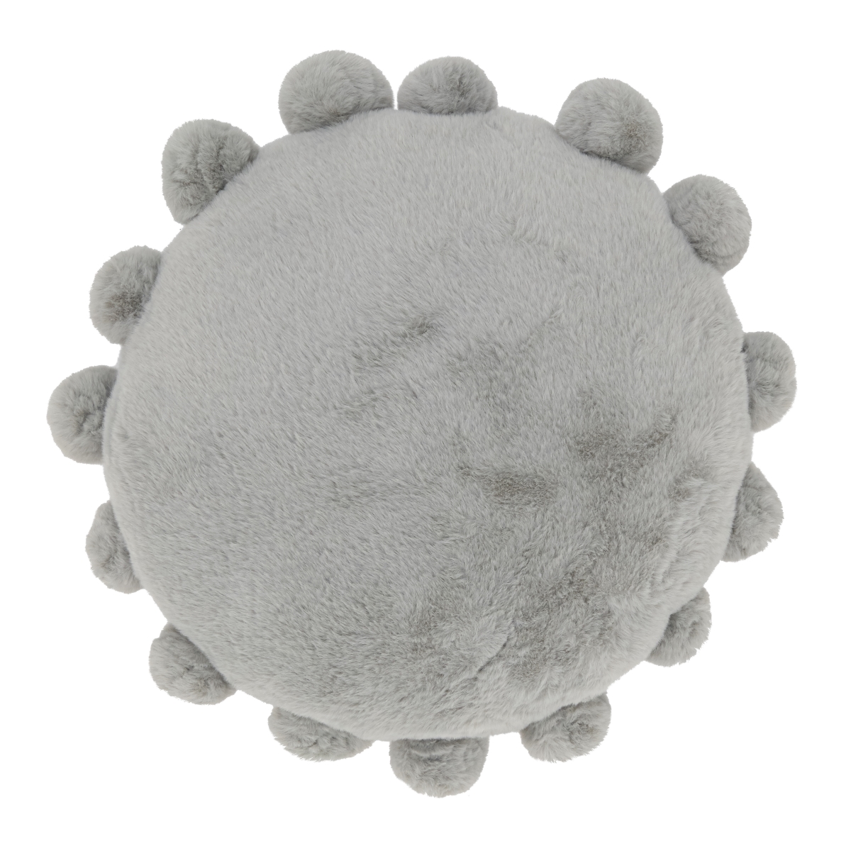 14 in. Posh Faux Bunny Fur Pom Pom Poly Filled Throw Pillow, Grey