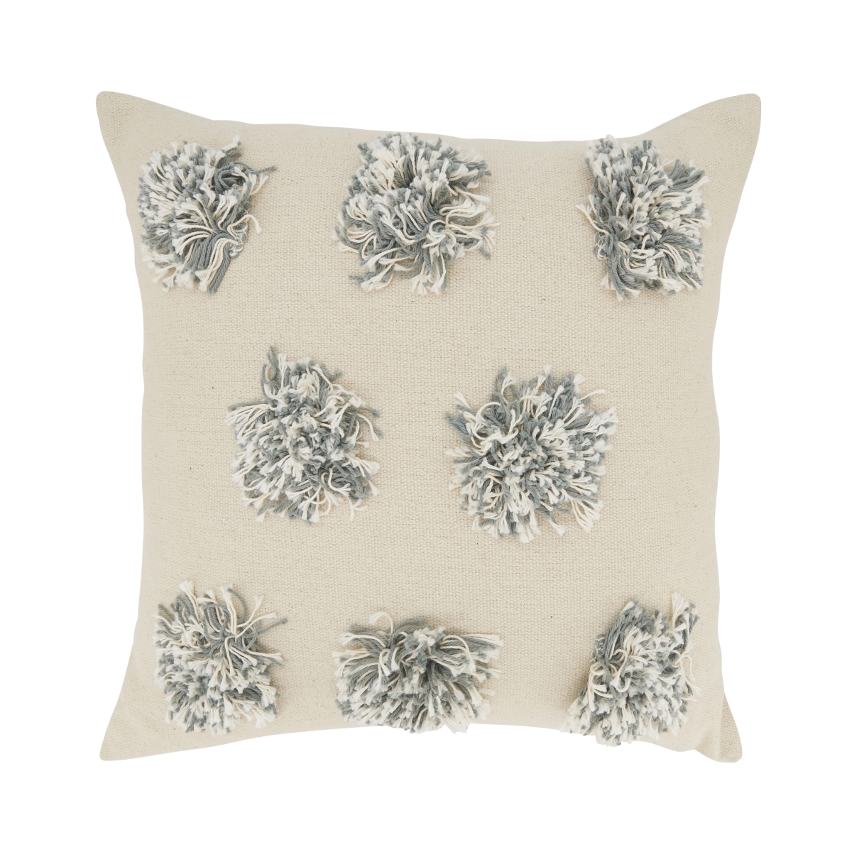 3508.GY18SC 18 in. Fuzzy Fun Pom Pom Throw Pillow Cover, Grey -  SARO Lifestyle