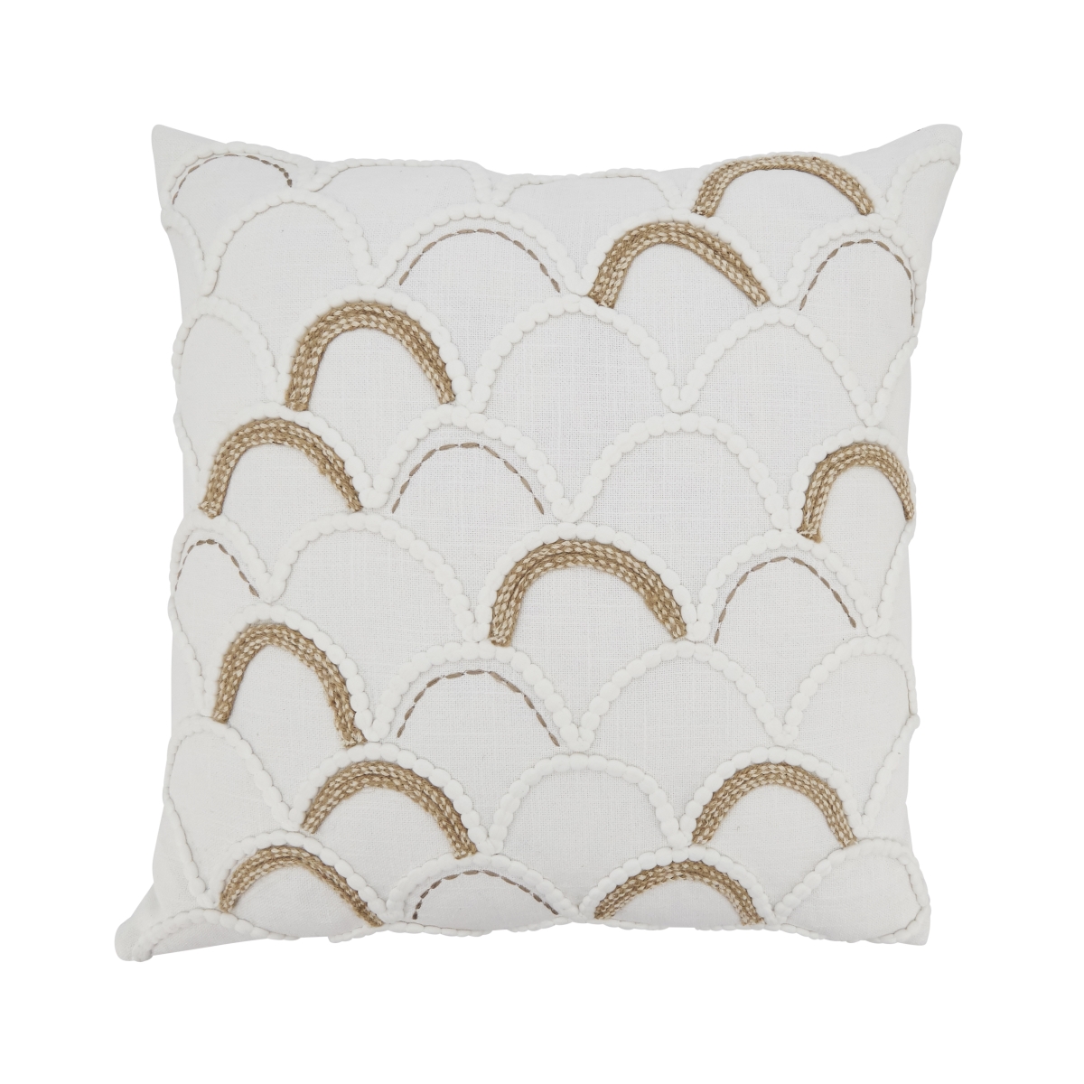 18 in. Shoreline Serenity Scallop Design Down Filled Throw Pillow, Ivory