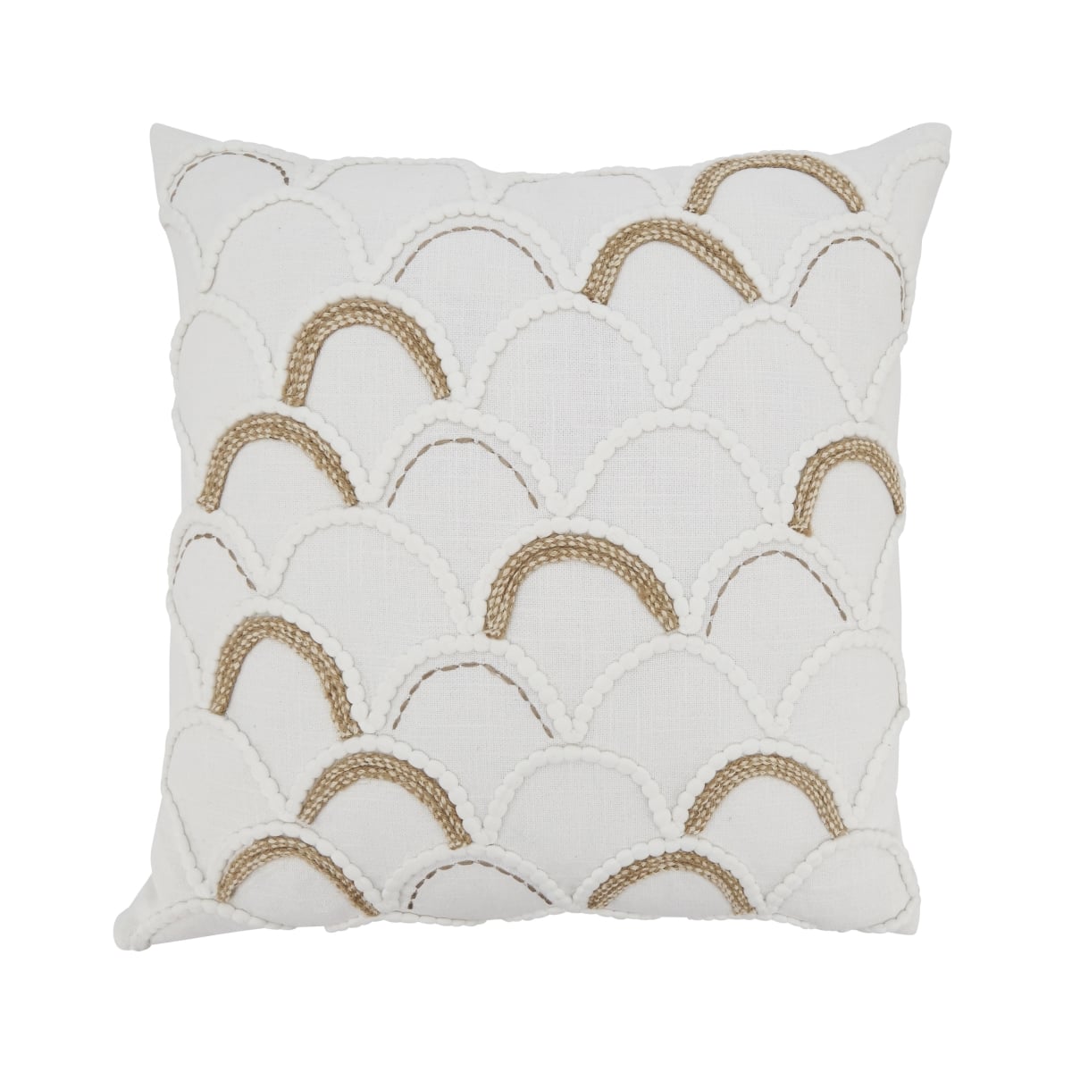 18 in. Shoreline Serenity Scallop Design Poly Filled Throw Pillow, Ivory