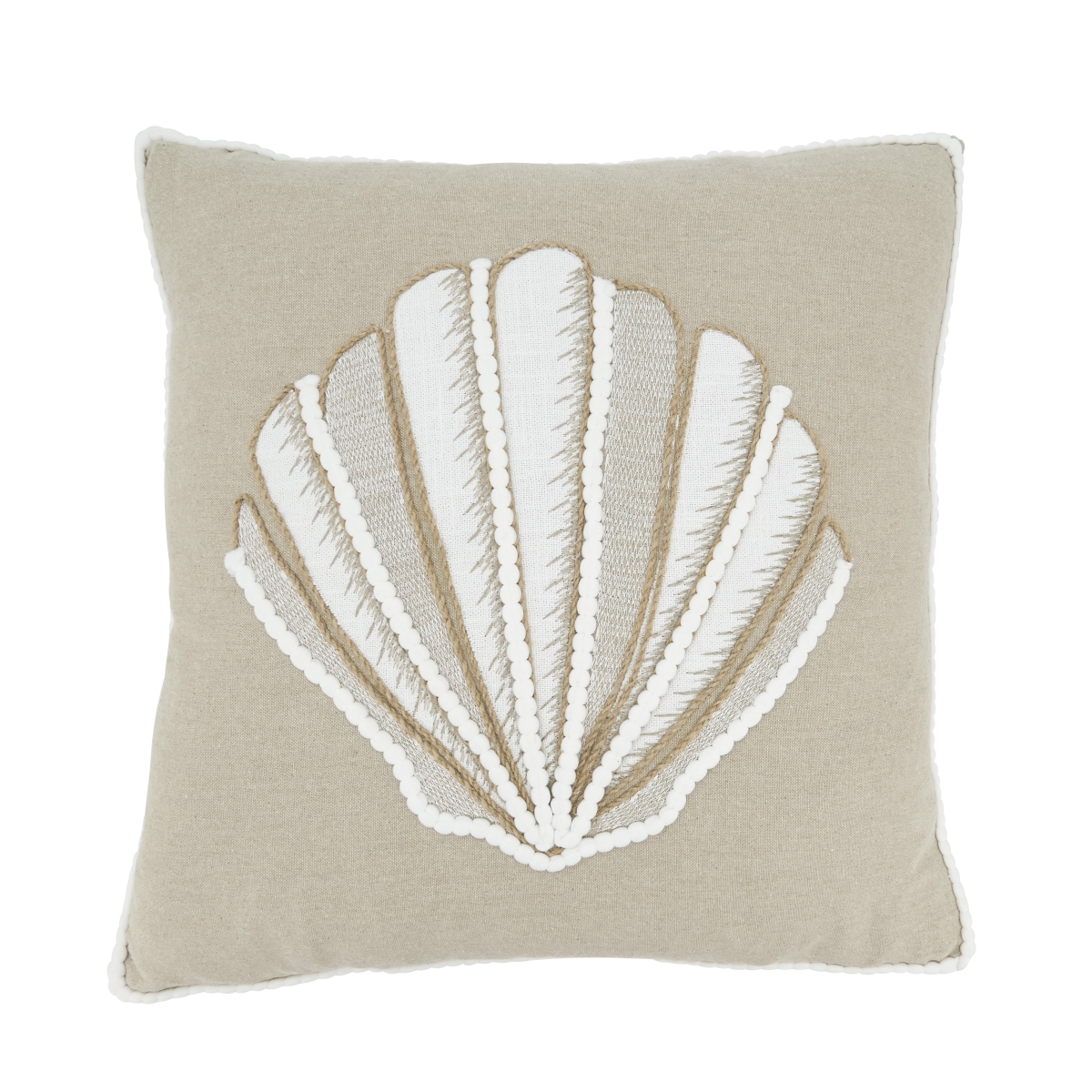 18 in. Sandy Shore Seashell Throw Pillow Cover, Natural