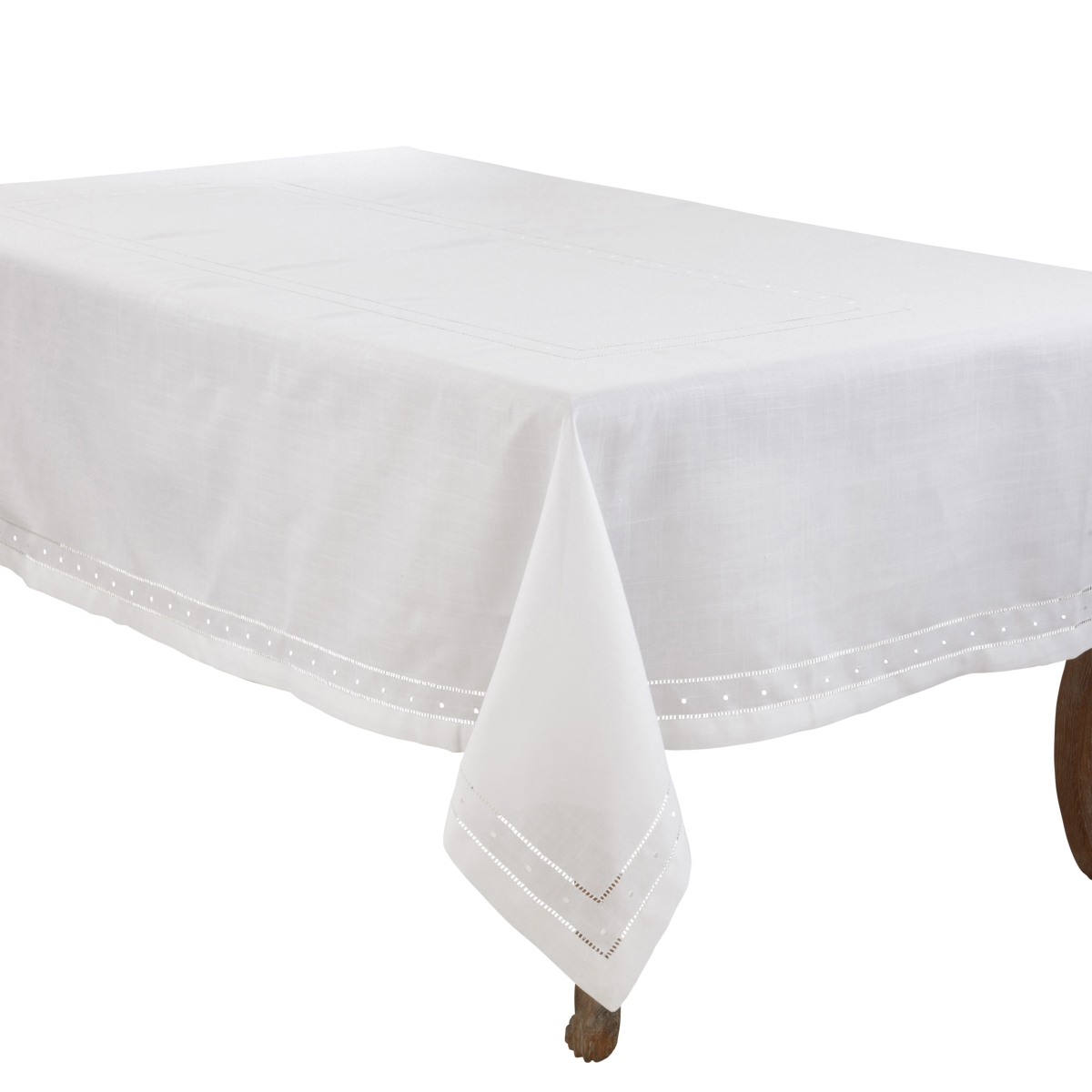 Picture of Saro Lifestyle 6648.W65120B 65 x 120 in. Classic Hemstitch with Embroidered Border Tablecloth, White