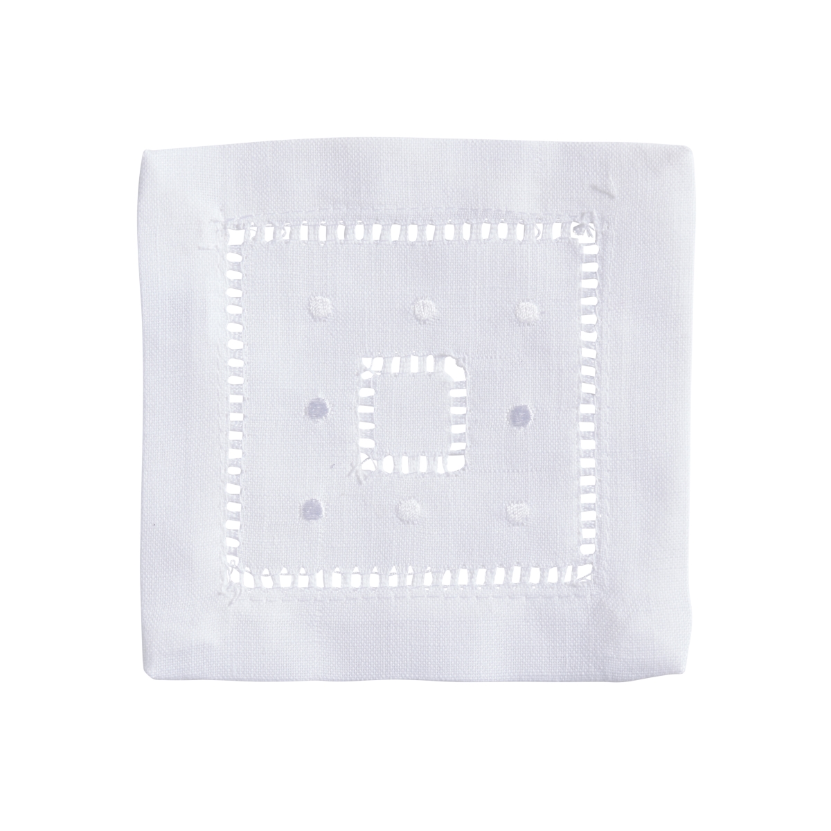 Picture of Saro Lifestyle 6648.W6S 6 in. Classic Hemstitch with Embroidered Border Cocktail Napkin, White - Set of 12