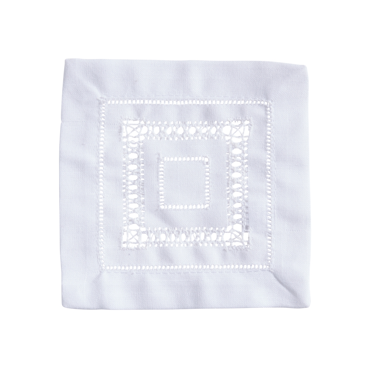 Picture of Saro Lifestyle 6001.W6S 6 in. Traditional Hemstitch Cocktail Napkin, White - Set of 12