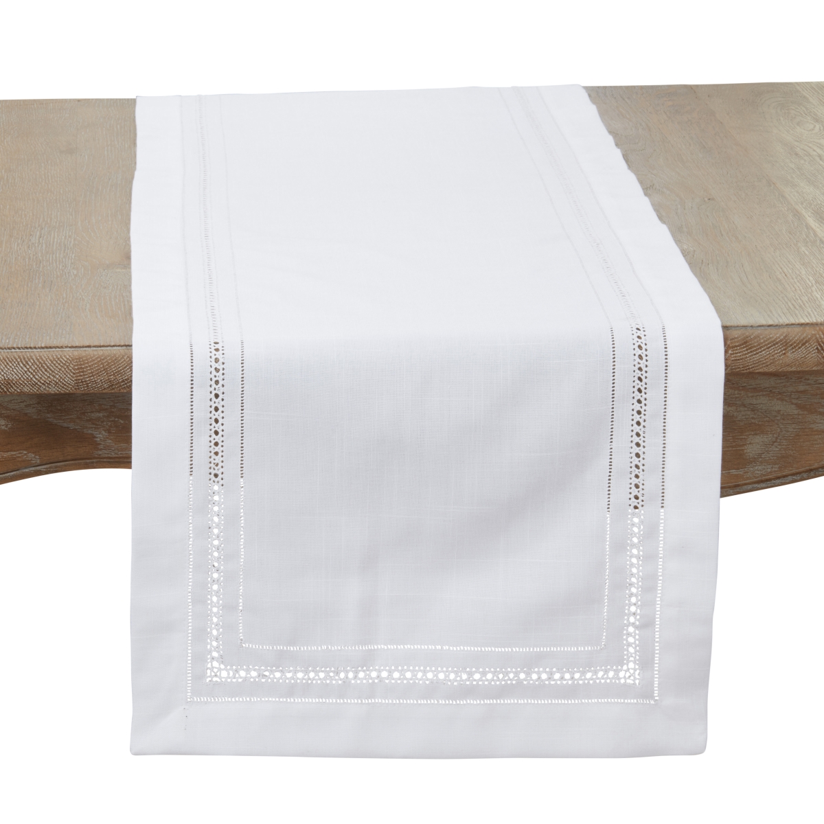 Picture of Saro Lifestyle 6001.W1690B 16 x 90 in. Traditional Hemstitch Table Runner, White