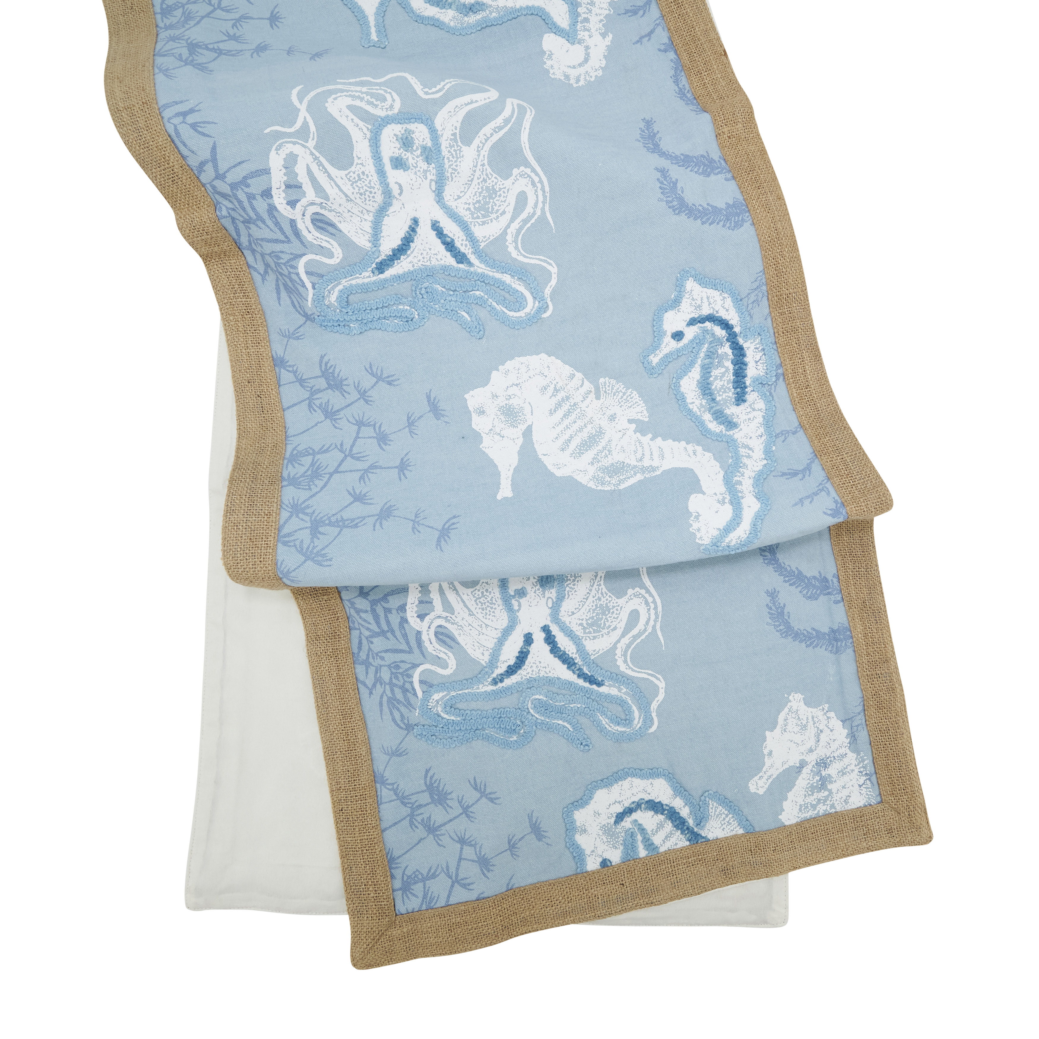 Picture of Saro Lifestyle 6569.BL1672B 16 x 72 in. Sealife Serenity Table Runner, Blue