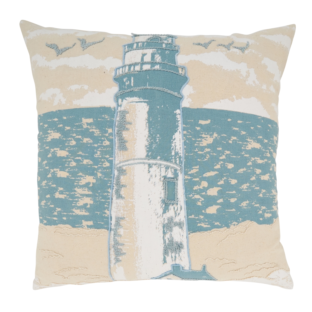 20 in. Lighthouse Dreamscape Throw Pillow Cover, Blue