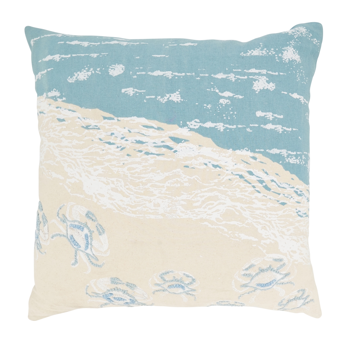 20 in. Crabs by the Sea Down Filled Throw Pillow, Blue