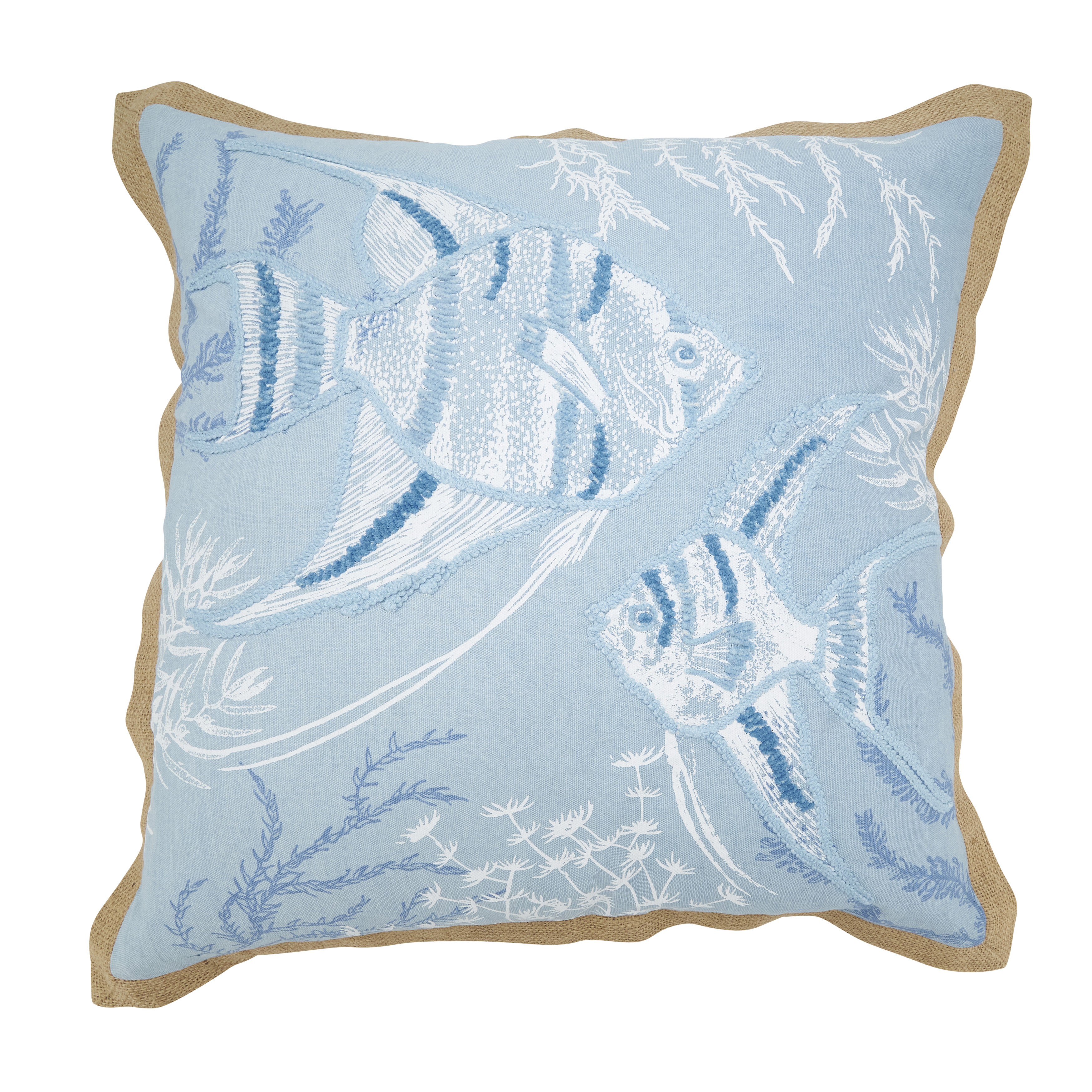 6566.BL20SD 20 in. Seaside Splash Fish Down Filled Throw Pillow, Blue