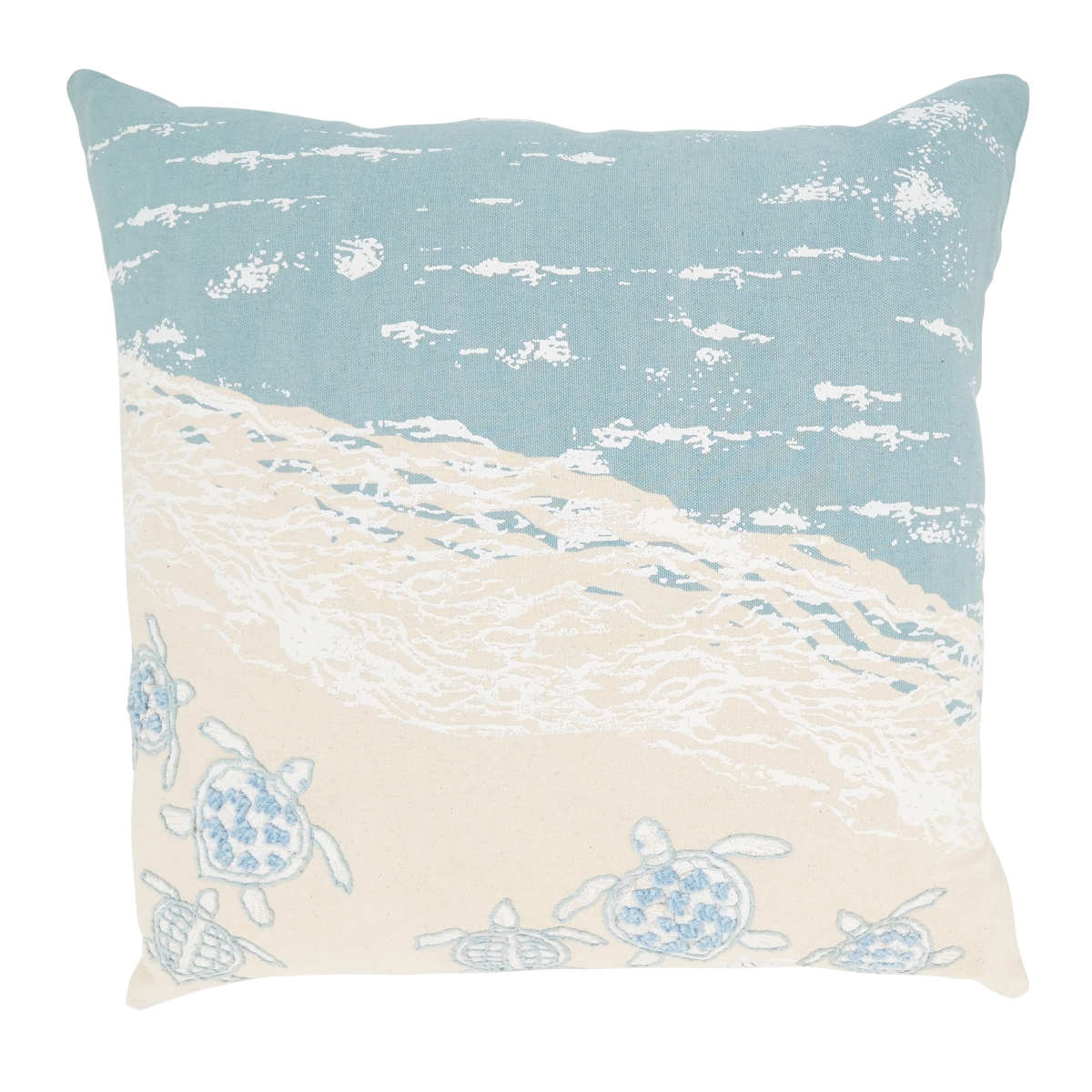 20 in. Sandy Shores Sea Turtle Poly Filled Throw Pillow, Blue