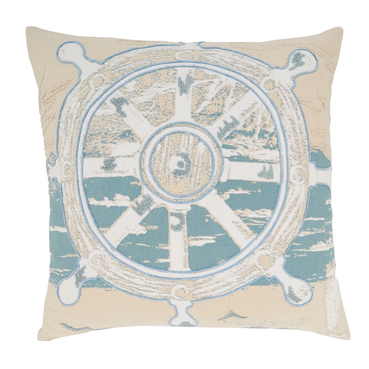 20 in. Helm of the Waves Poly Filled Throw Pillow, Blue