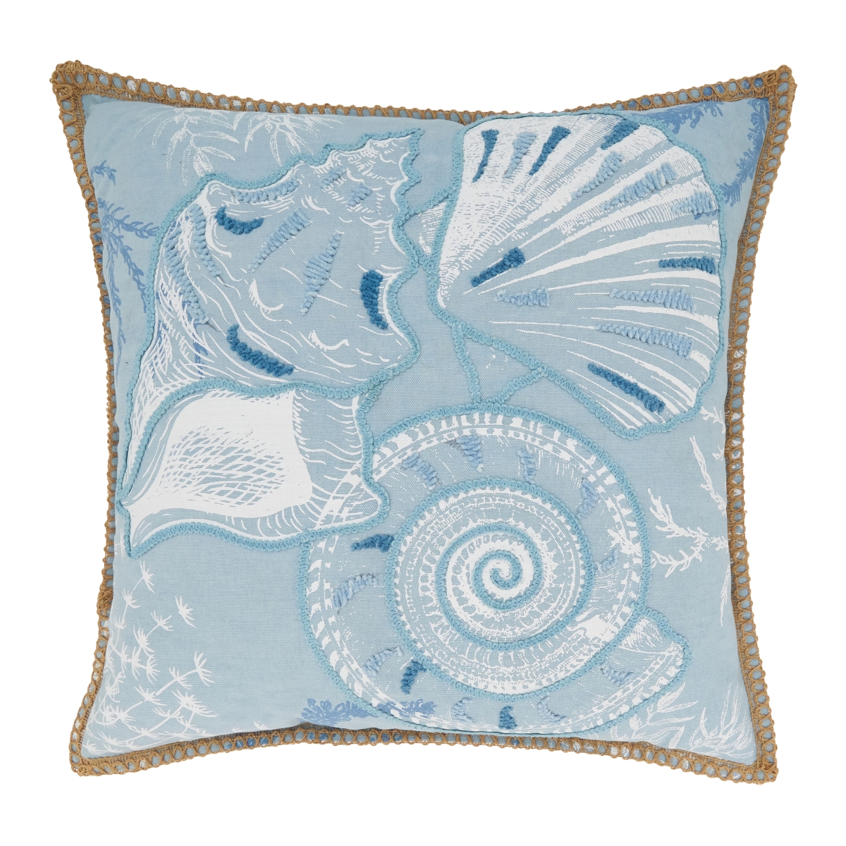 6568.BL20SP 20 in. Sandy Shores Seashells Poly Filled Throw Pillow, Blue