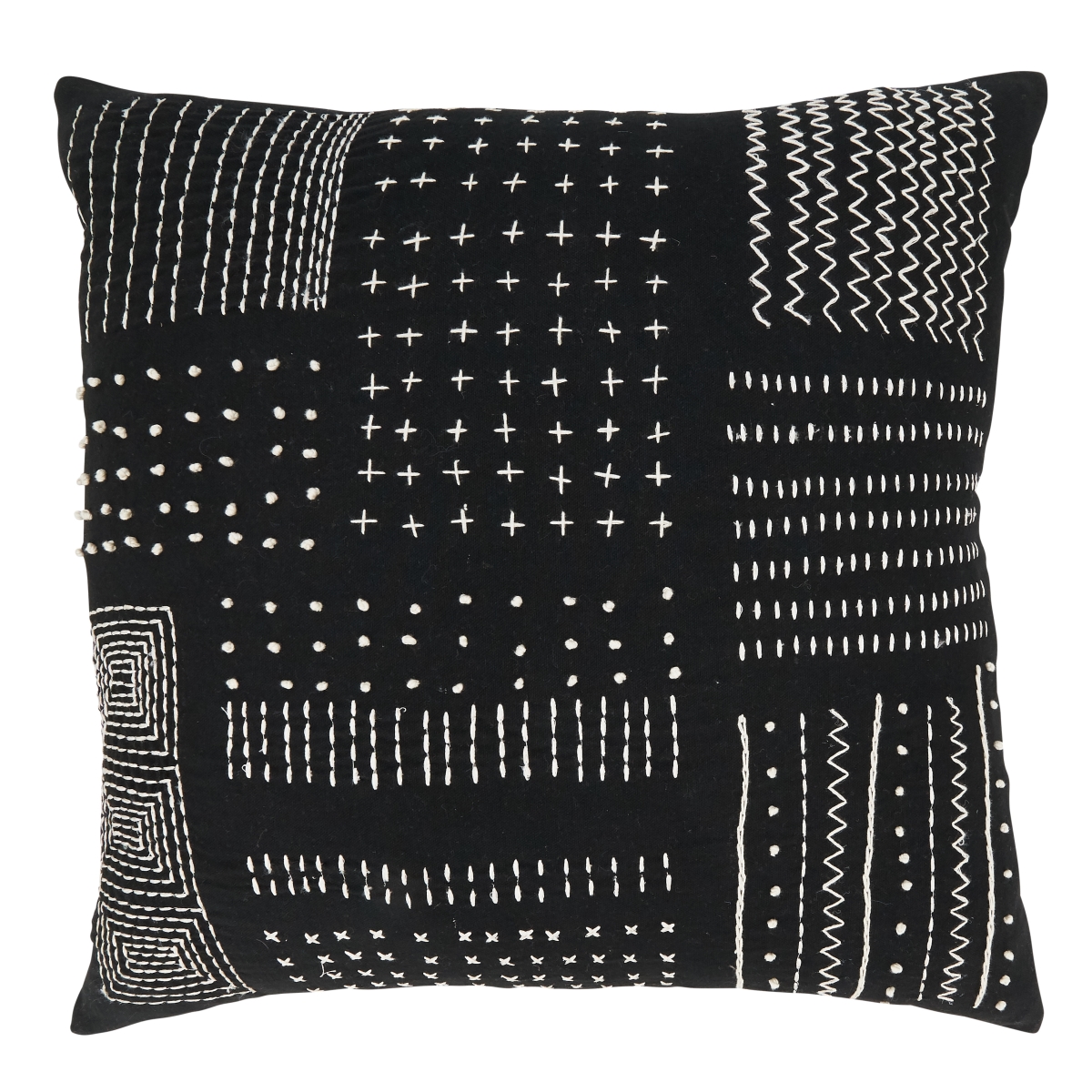 20 in. Tribal Treasures Embroidery Poly Filled Throw Pillow, Black