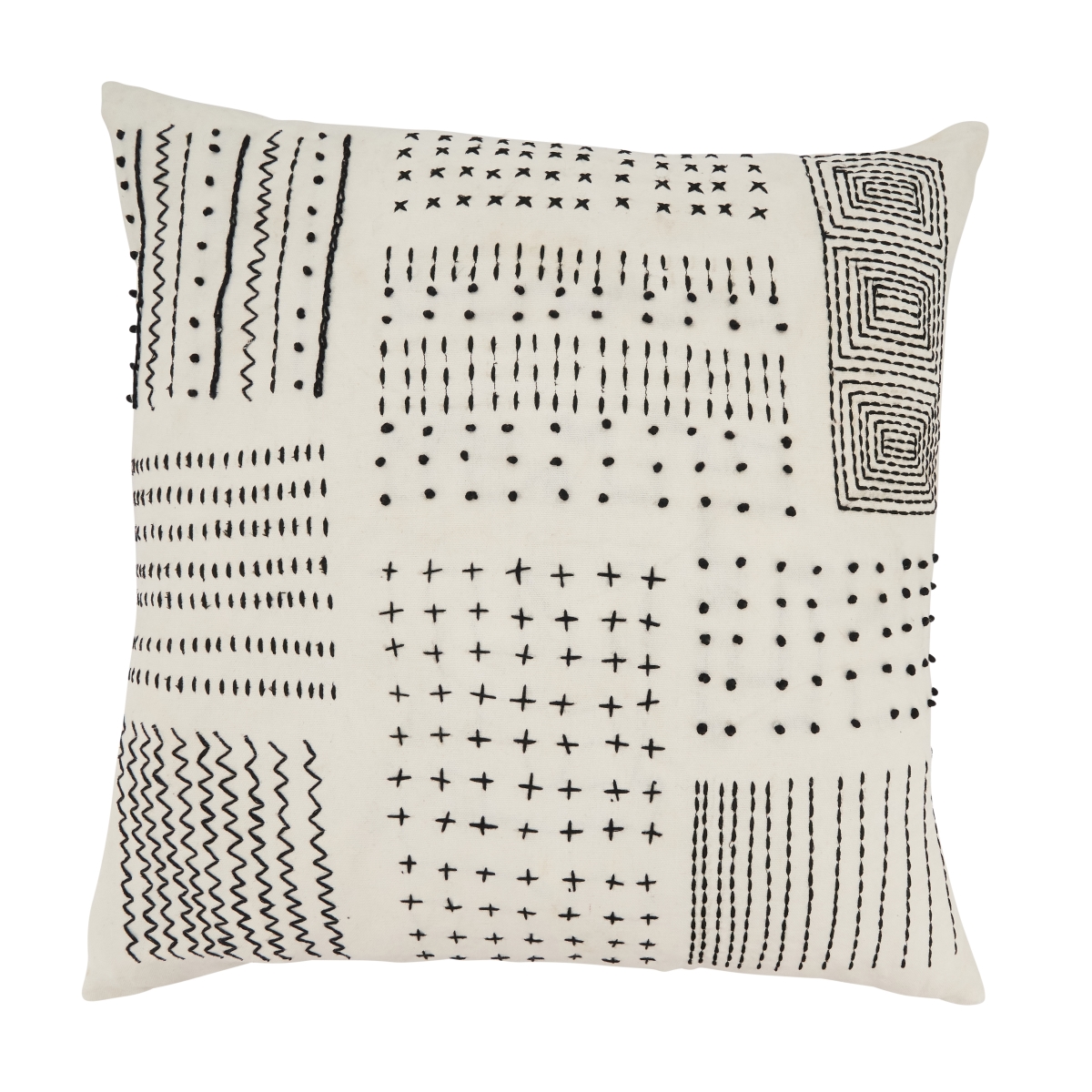 6370.W20SP 20 in. Tribal Treasures Embroidery Poly Filled Throw Pillow, White