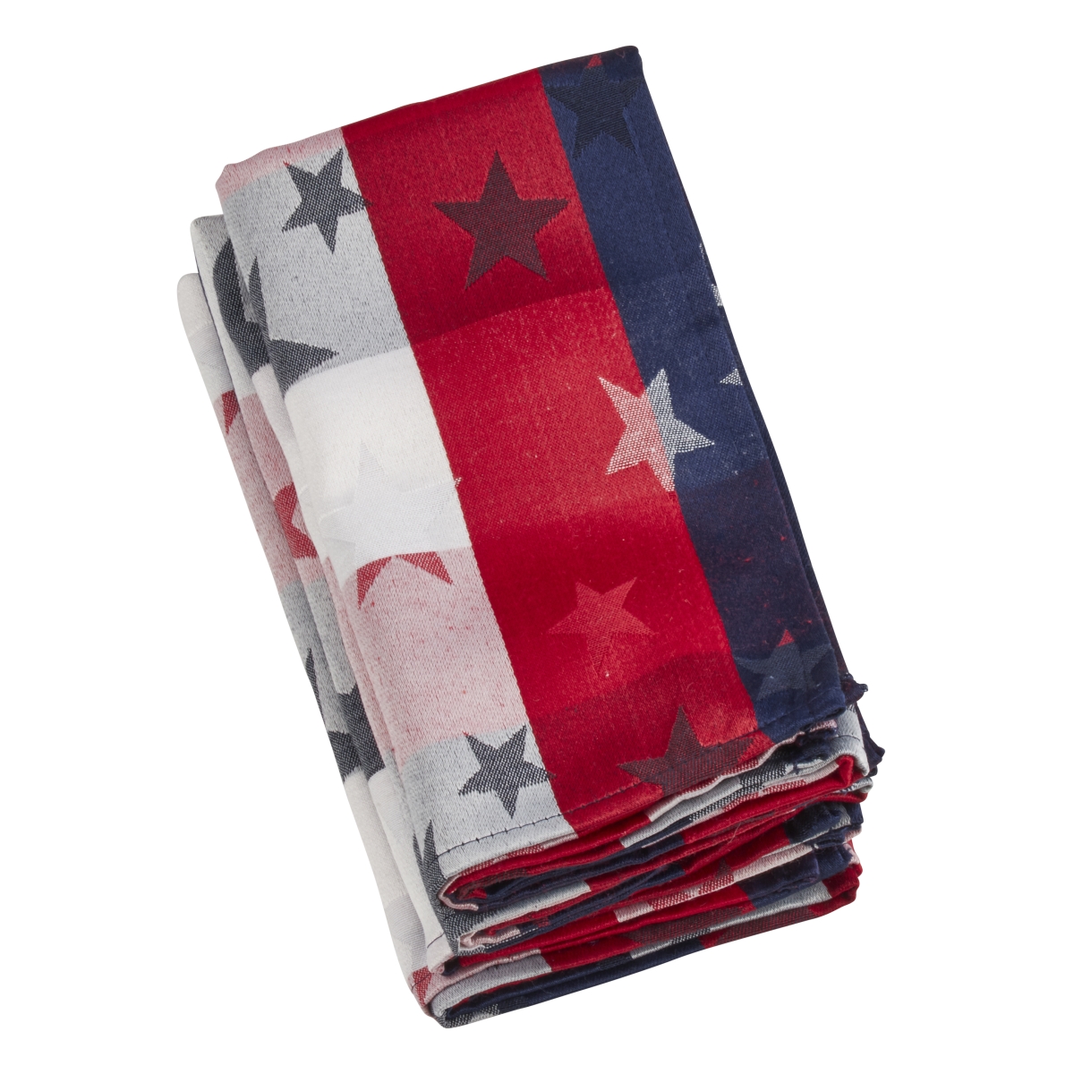 Picture of SARO 1776.M20S 20 in. Square Stars Design Checkered Table Napkins - Multi Color  Set of 4