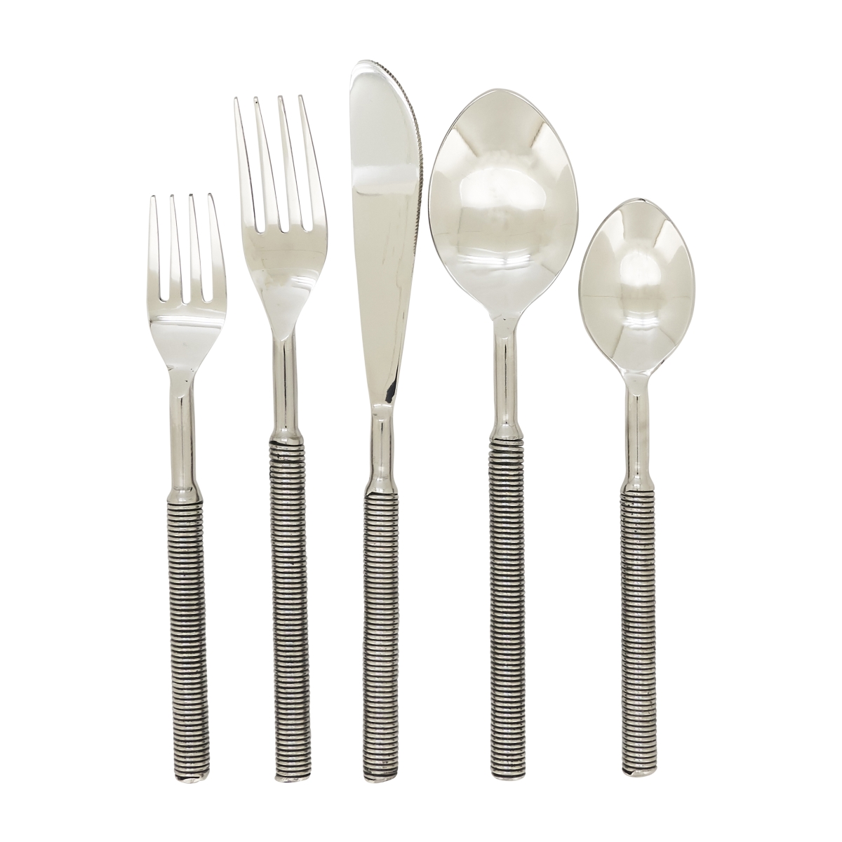 Picture of Saro Lifestyle SP899.S Sleek Ribbed Flatware&#44; Silver - Set of 5