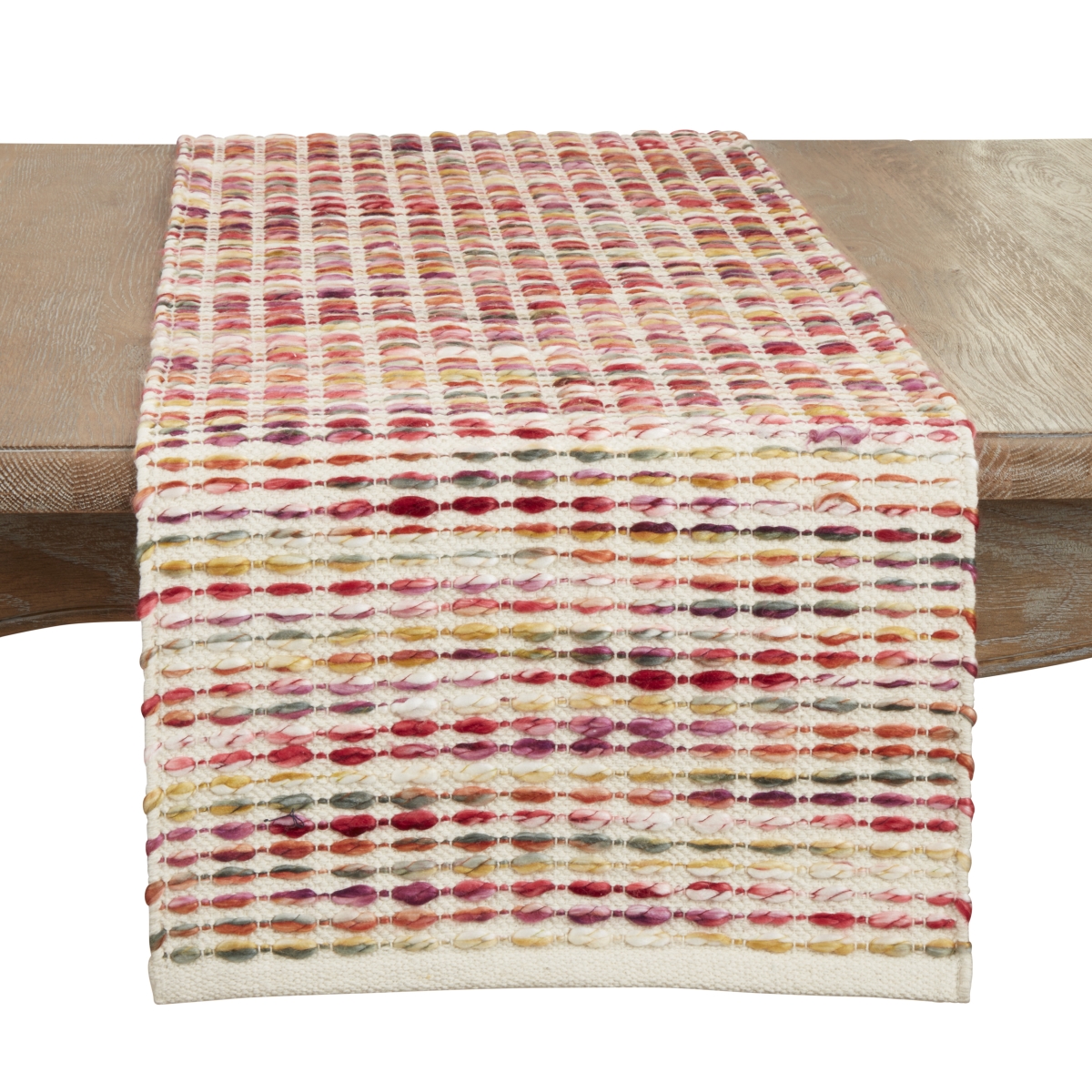 Picture of Saro Lifestyle 824.M1672B 16 x 72 in. Woven Rainbow Stripe Delight Table Runner, Multi Color