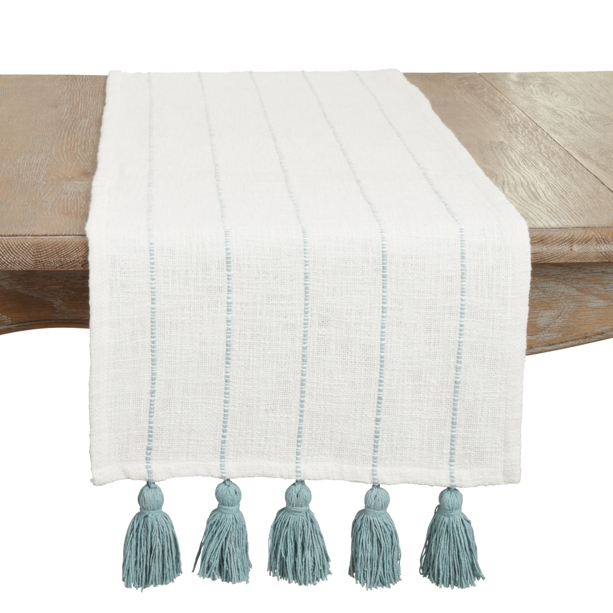 Picture of Saro Lifestyle 752.MN1672B 16 x 72 in. Tassel Fantasy Stripe Table Runner, Mint