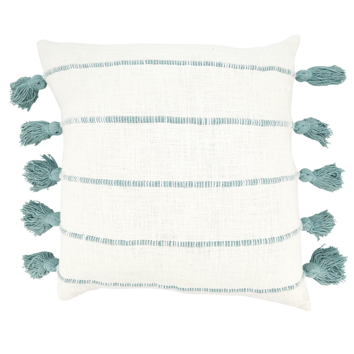 18 in. Tassel Fantasy Stripe Poly Filled Throw Pillow, Mint