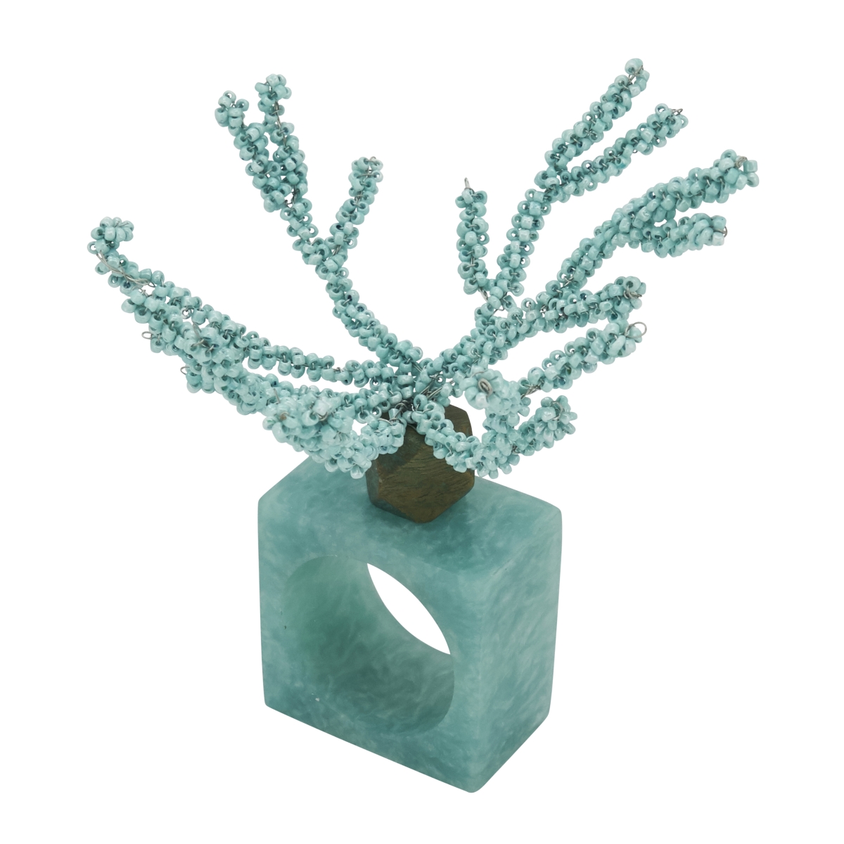 Picture of Saro Lifestyle NR600.A Coral Breeze Beaded Resin Napkin Ring&#44; Aqua - Set of 4