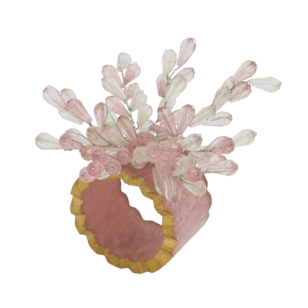 Picture of Saro Lifestyle NR435.P Beaded Bliss Resin Napkin Ring&#44; Pink - Set of 4