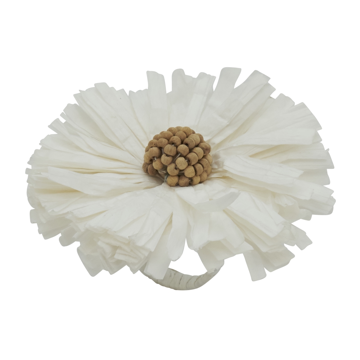 Picture of Saro Lifestyle NR363.W Raffia Charm Napkin Ring, White - Set of 4