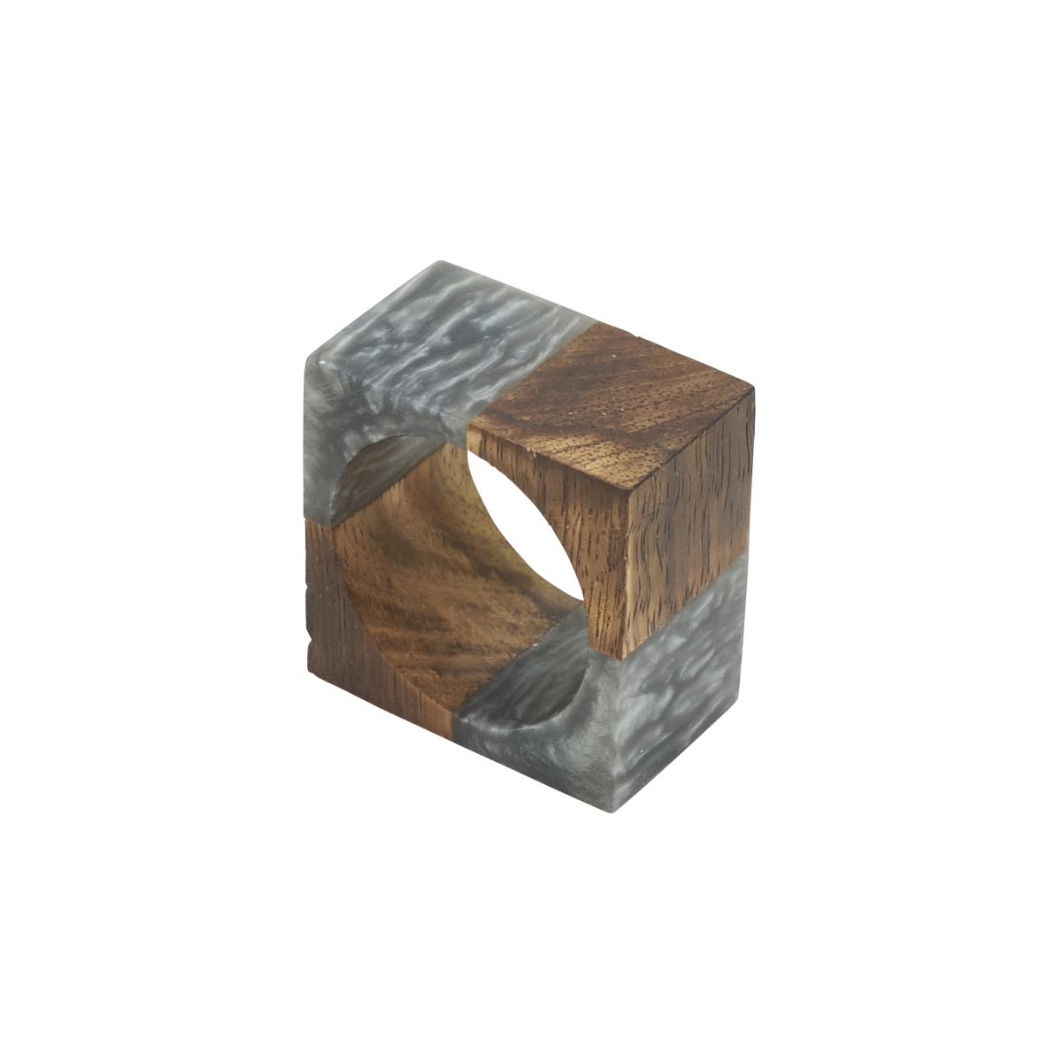 Picture of Saro Lifestyle NR630.GY Wooden Fusion Resin Napkin Ring&#44; Grey - Set of 4