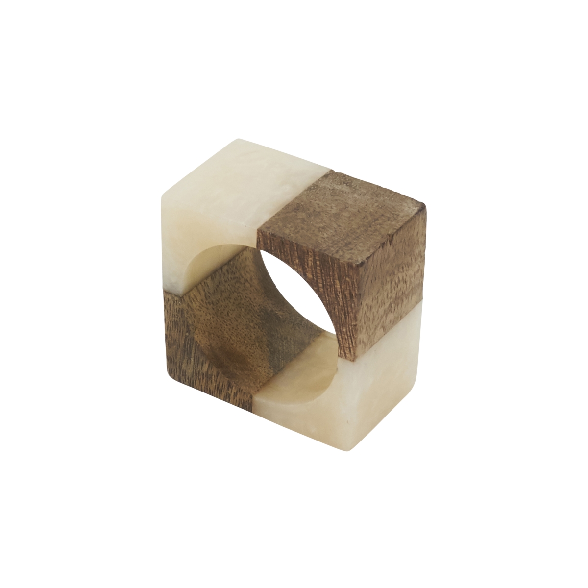 Picture of Saro Lifestyle NR630.I Wooden Fusion Resin Napkin Ring&#44; Ivory - Set of 4