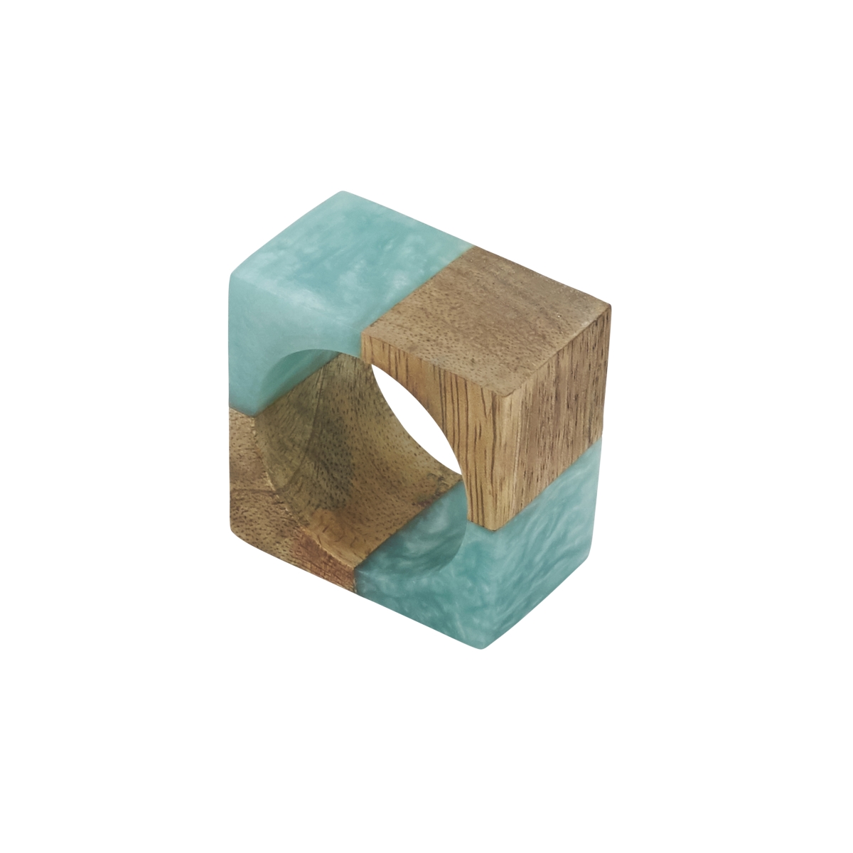 Picture of Saro Lifestyle NR630.A Wooden Fusion Resin Napkin Ring&#44; Aqua - Set of 4