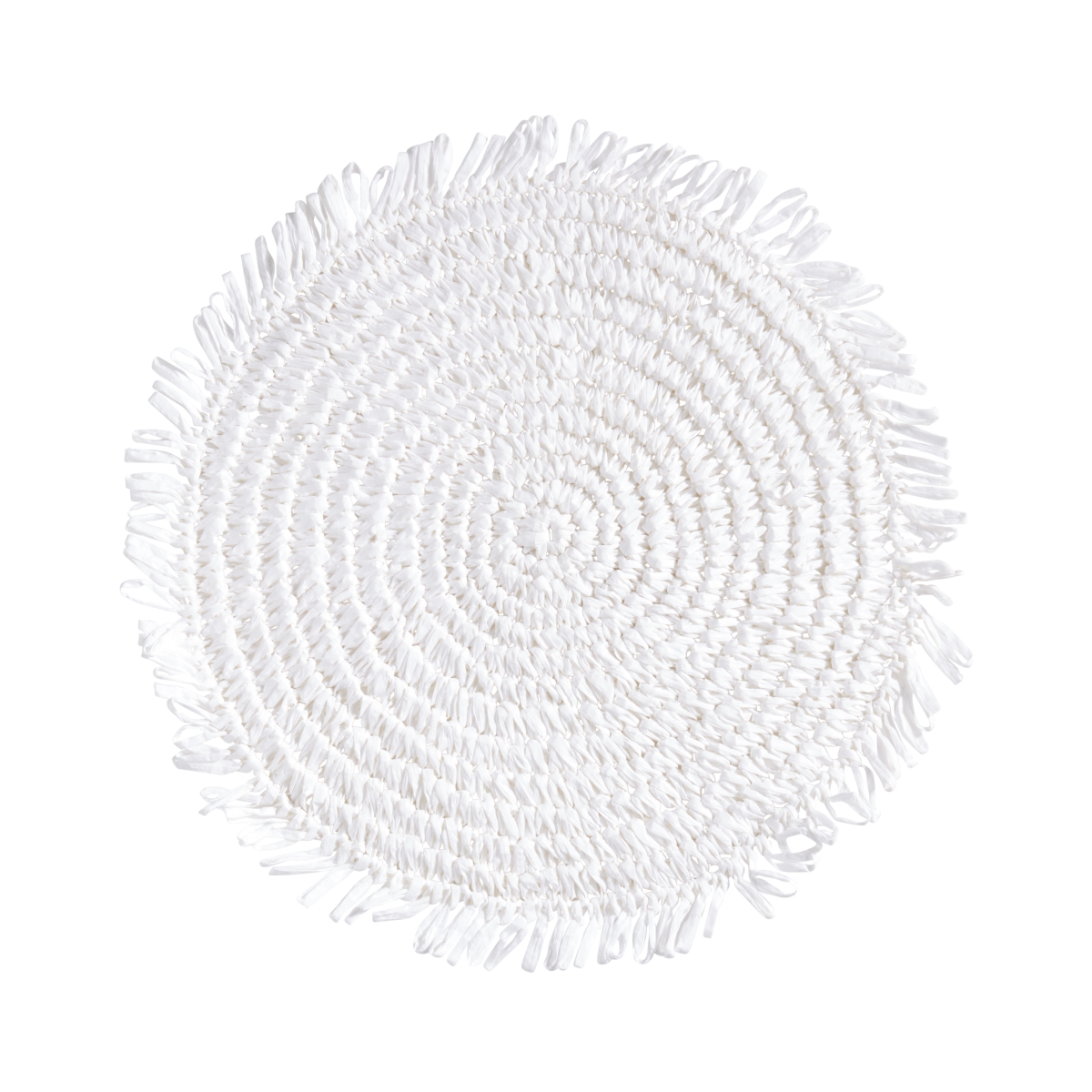 Picture of Saro Lifestyle 2575.W14R 14 in. Rustic Raffia Fringe Placemat, White - Set of 4