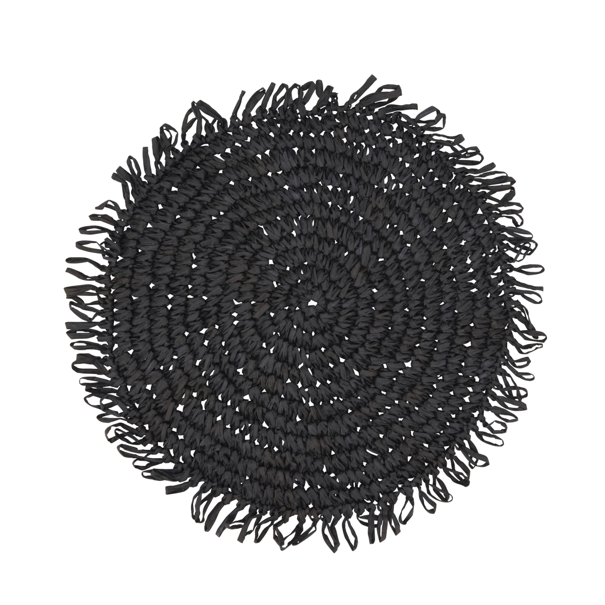 Picture of Saro Lifestyle 2575.BK14R 14 in. Rustic Raffia Fringe Placemat, Black - Set of 4