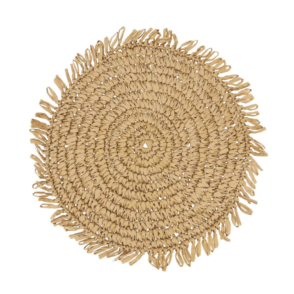 Picture of Saro Lifestyle 2575.N14R 14 in. Rustic Raffia Fringe Placemat, Natural - Set of 4