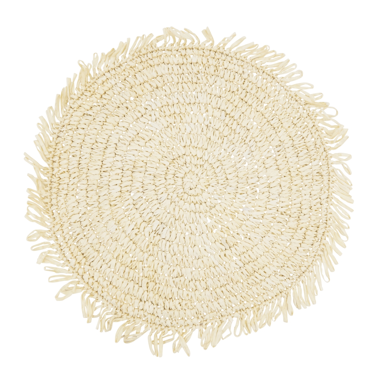 Picture of Saro Lifestyle 2575.I14R 14 in. Rustic Raffia Fringe Placemat, Ivory - Set of 4