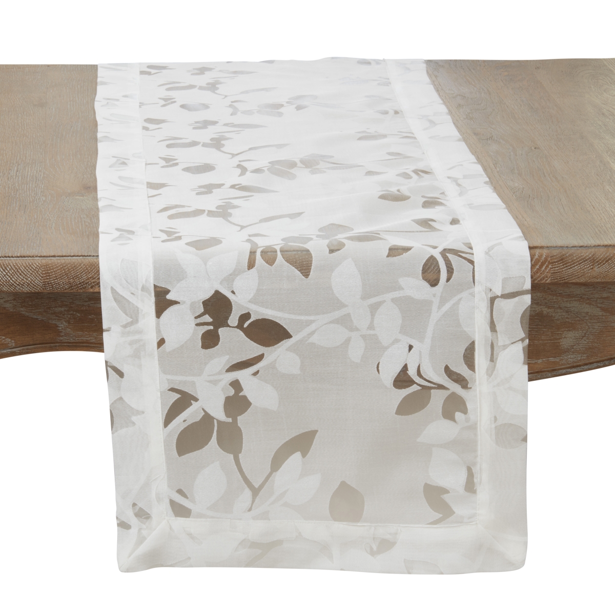 Picture of Saro Lifestyle 9151.W16120B 16 x 120 in. Sheer Elegance Burnout Voile Vine Design Table Runner, White