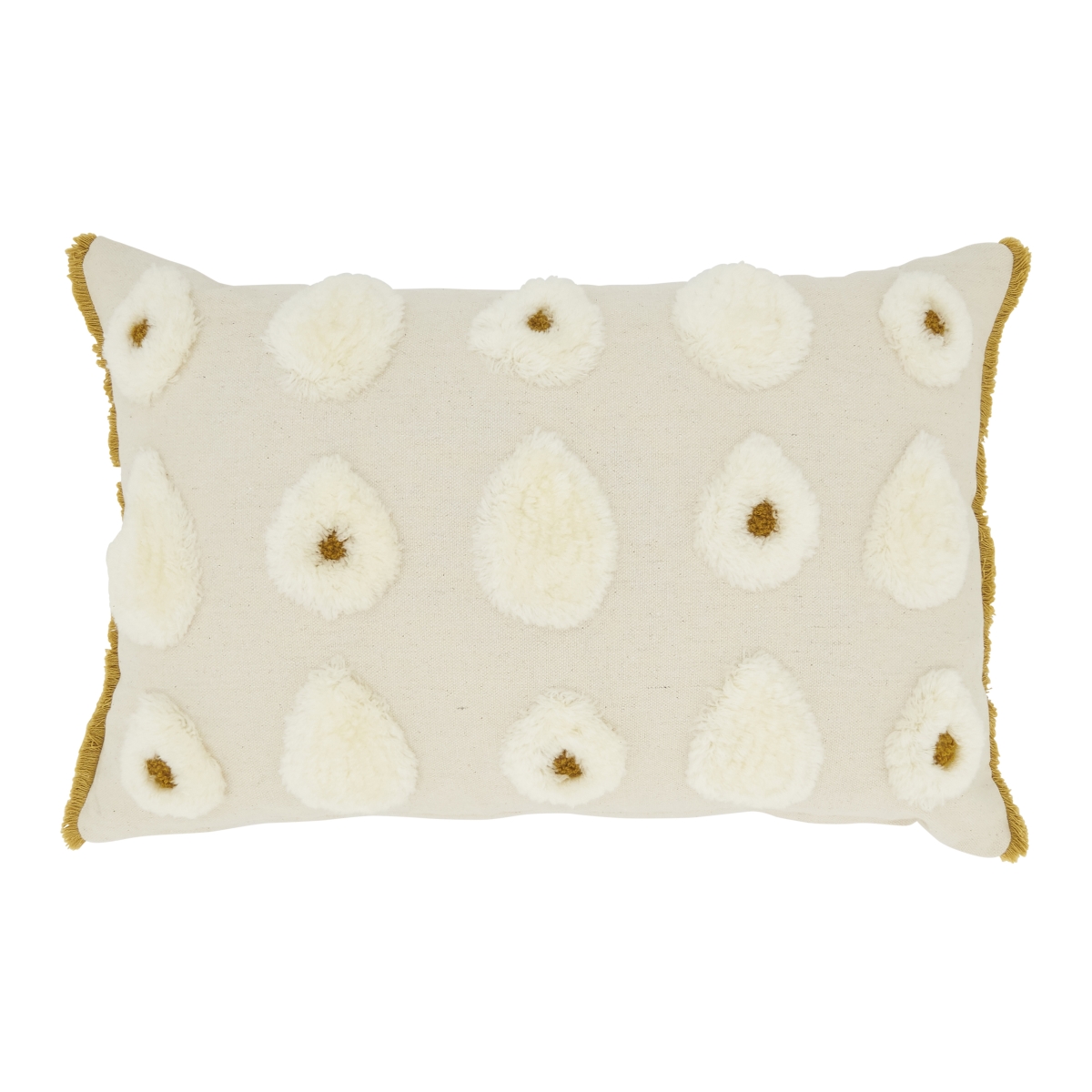 12 x 18 in. Dreamy Pom Pom Down Filled Throw Pillow, Ivory