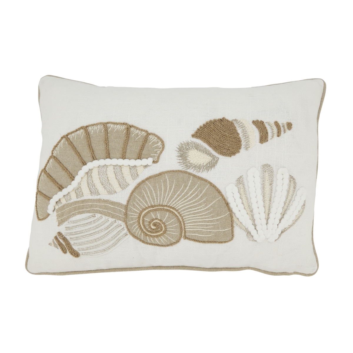 12 x 18 in. Seashell Serenade Poly Filled Throw Pillow, Ivory