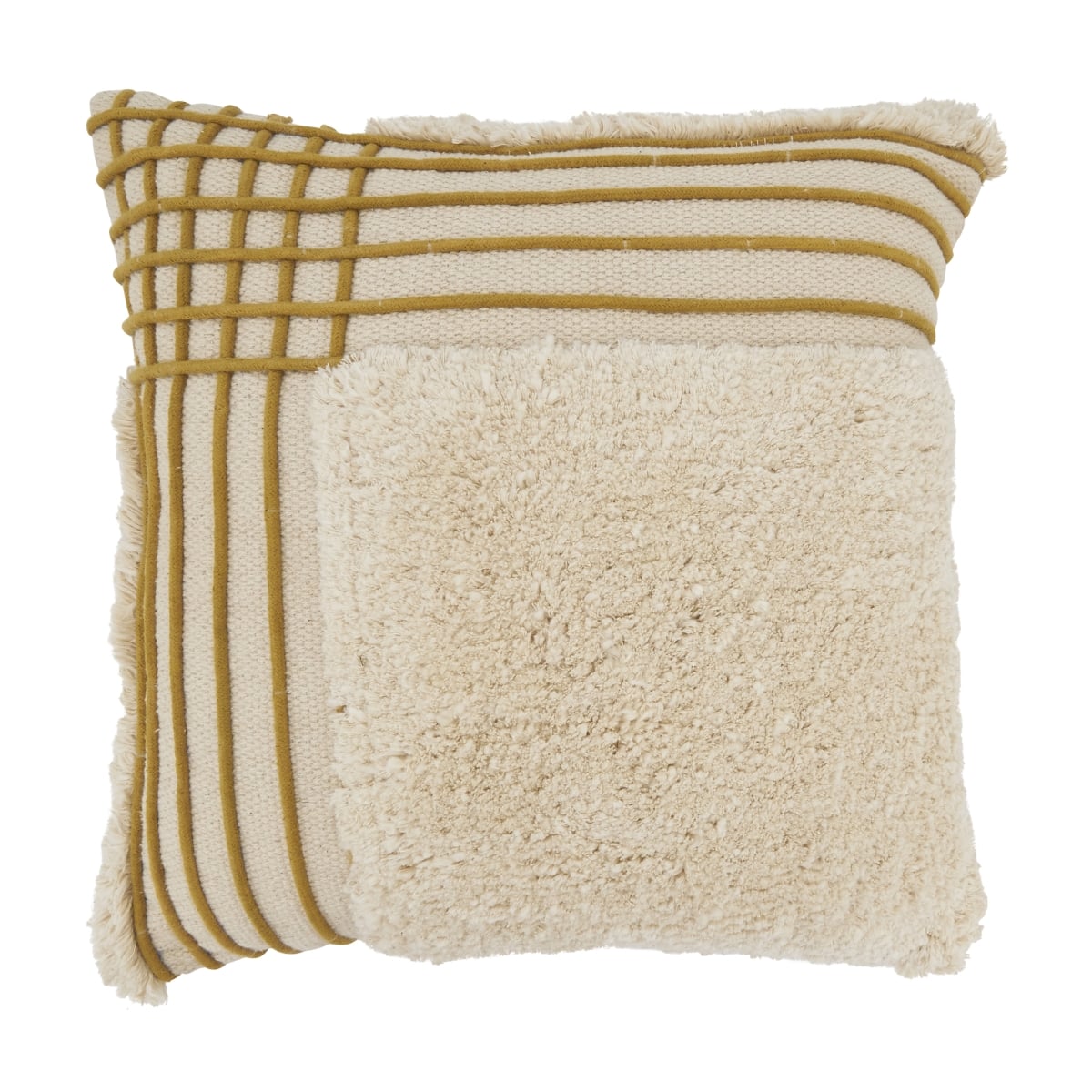 20 in. Crosshatch Pattern Tufted Throw Pillow Cover, Natural