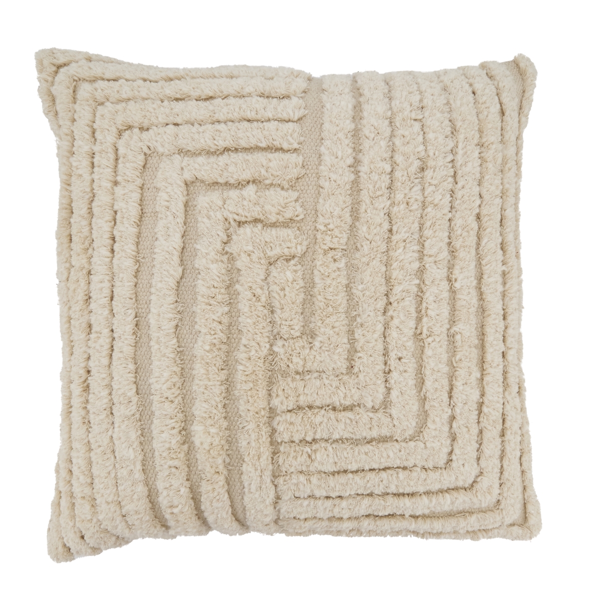 20 in. Tufted Geometry Bliss Throw Pillow Cover, Natural