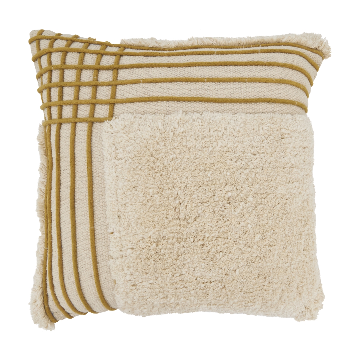2325.N20SD 20 in. Crosshatch Pattern Tufted Down Filled Throw Pillow, Natural