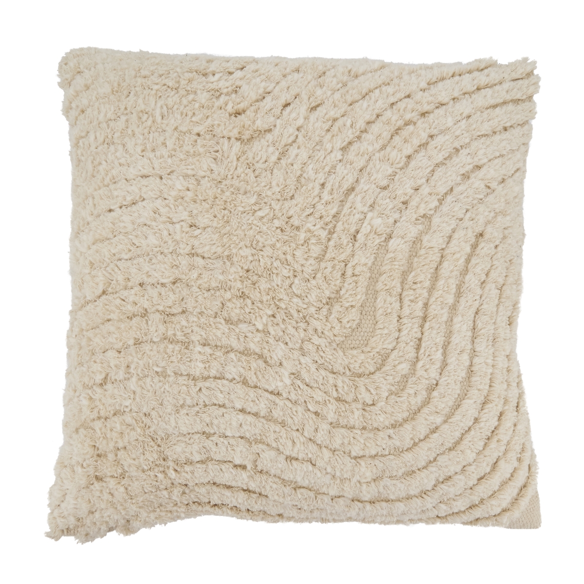 20 in. Wavy Bliss Tufted Poly Filled Throw Pillow, Natural