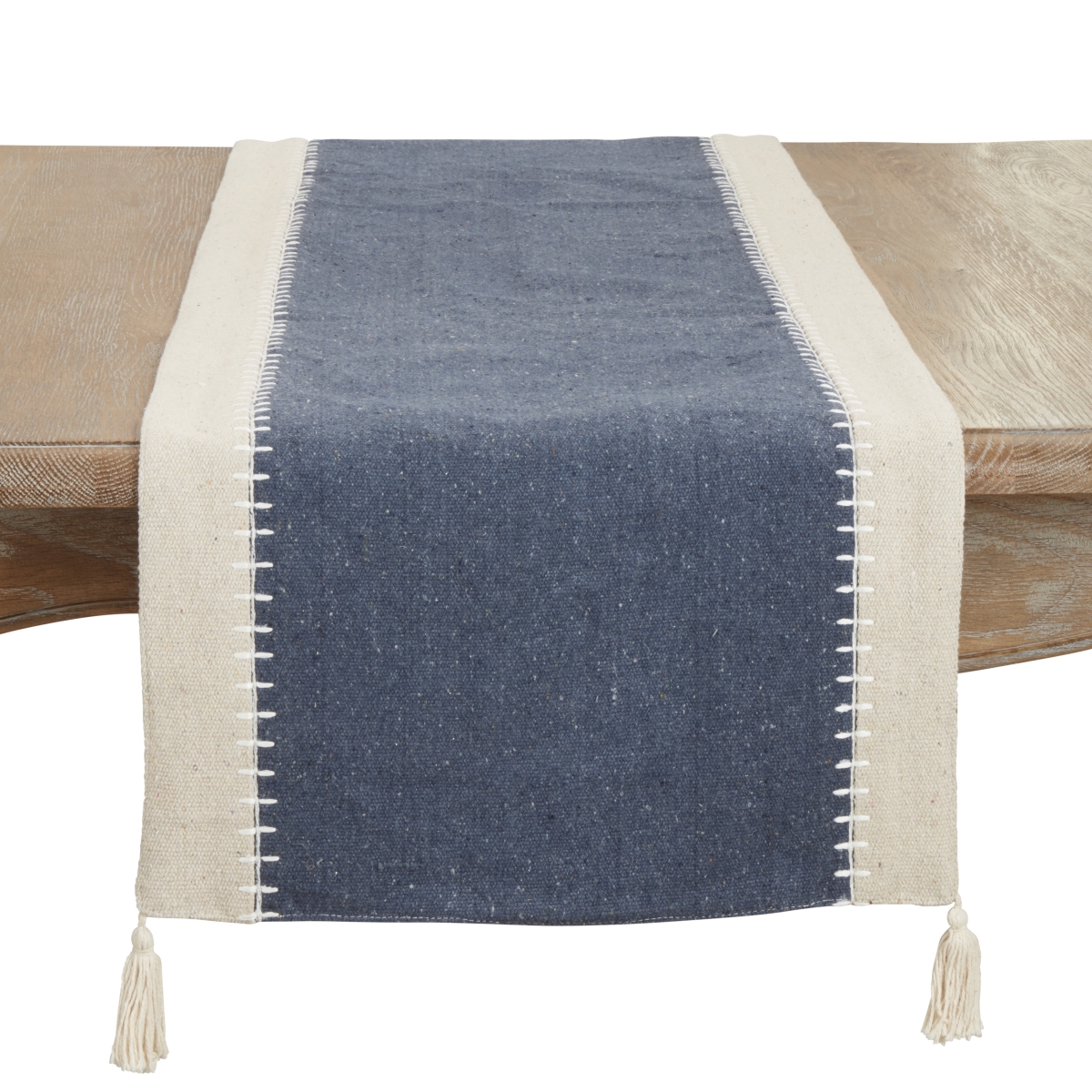 Picture of Saro Lifestyle 1539.NB1672B 16 x 72 in. Whipstitched Border Design Table Runner, Navy Blue