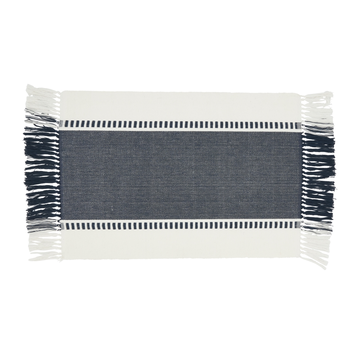 Picture of Saro Lifestyle 784.NB1420B 14 x 20 in. Tassel Trimmed Stripe Placemat, Navy Blue - Set of 4