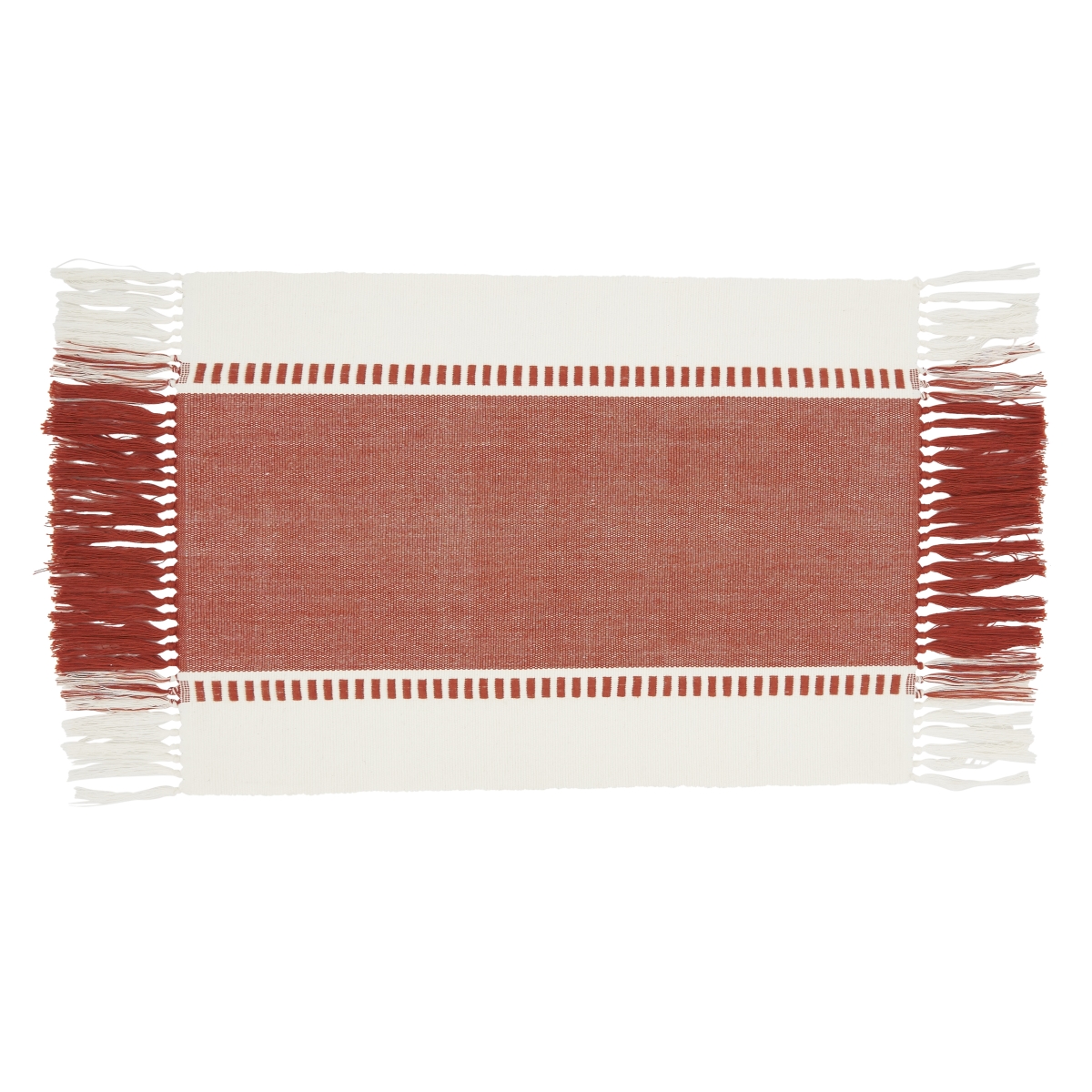 Picture of Saro Lifestyle 784.OR1420B 14 x 20 in. Tassel Trimmed Stripe Placemat, Orange - Set of 4