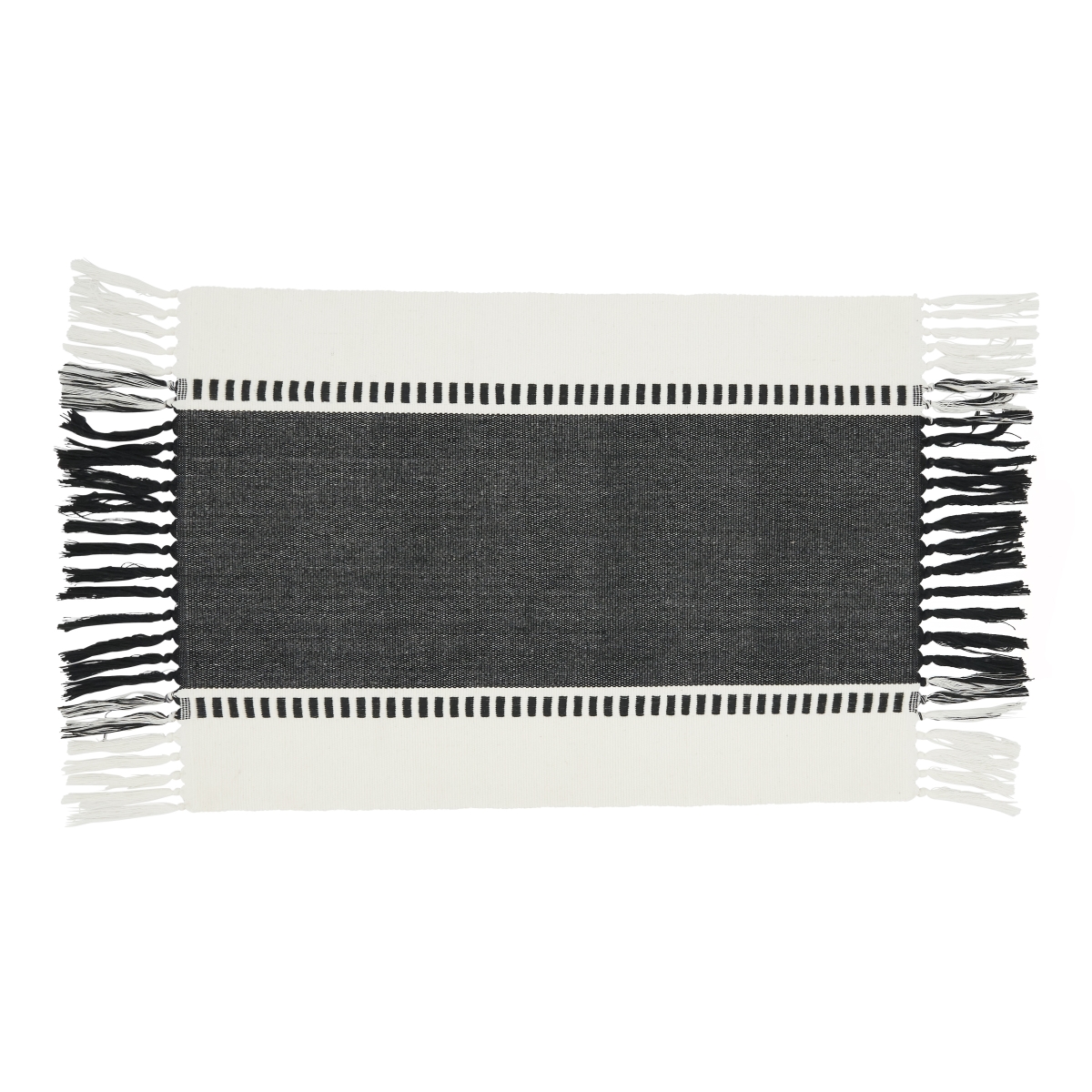 Picture of Saro Lifestyle 784.BK1420B 14 x 20 in. Tassel Trimmed Stripe Placemat, Black - Set of 4